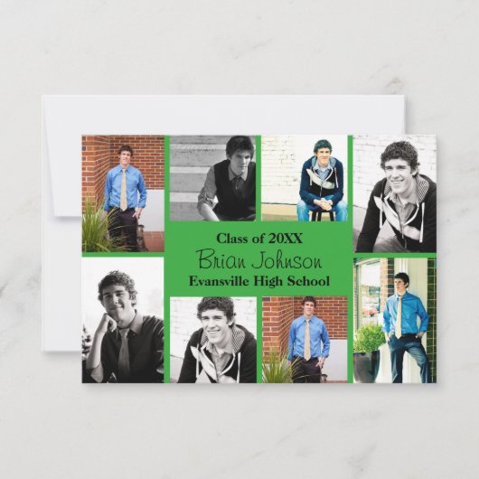 8/9枚の写真(緑) - 3 x 5 Gradの発表 招待状 (正面)