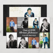 8/9 Photos Gray Wood – 卒業発表 招待状 (正面/裏面)