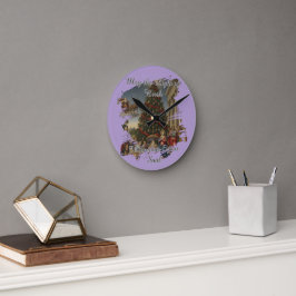 8" Acrylic Nativity Santa Christmas Clock ラウンド壁時計