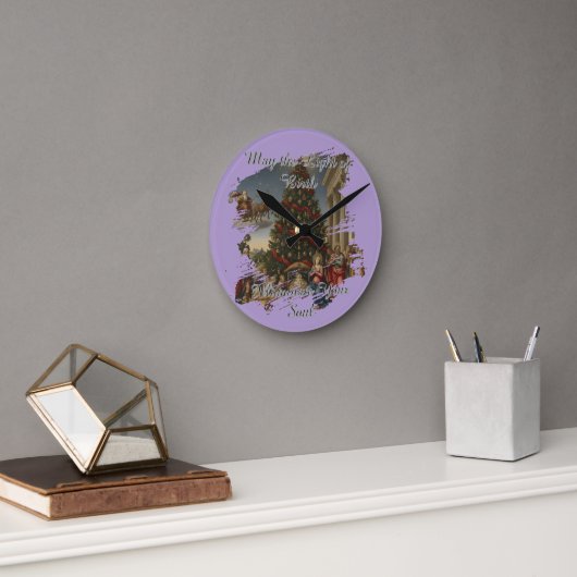 8" Acrylic Nativity Santa Christmas Clock ラウンド壁時計 (オフィス)