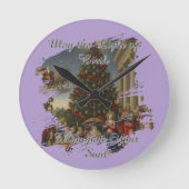8" Acrylic Nativity Santa Christmas Clock ラウンド壁時計 (正面)