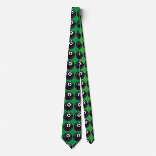 8 Ball Art Pattern Green Tie ネクタイ (正面)