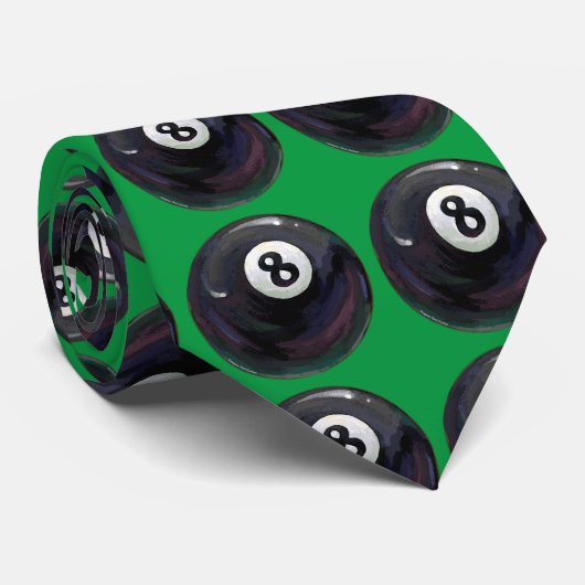 8 Ball Art Pattern Green Tie ネクタイ (ロール)