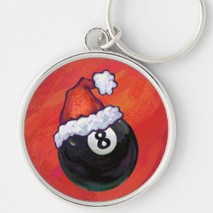 8 Ball Christmas Red Hat キーホルダー