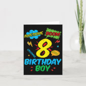 8 Birthday Boy Comic Cool 8th Bday Superhero Party カード (正面)