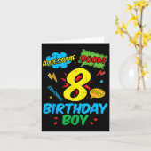 8 Birthday Boy Comic Cool 8th Bday Superhero Party カード (黄色い花)