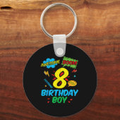 8 Birthday Boy Comic Cool 8th Bday Superhero Party キーホルダー (正面)