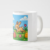 8 bit cute Easter bunny/rabbit ジャンボコーヒーマグカップ (正面右)