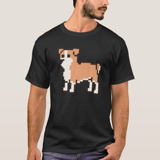 8 Bit Pixel English Bulldog Tシャツ (正面)