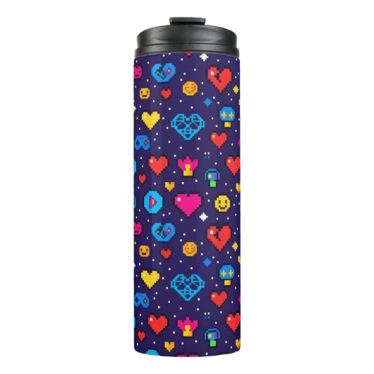 8-Bit Pixel Gaming Insulated Travel Tumbler タンブラー (正面)