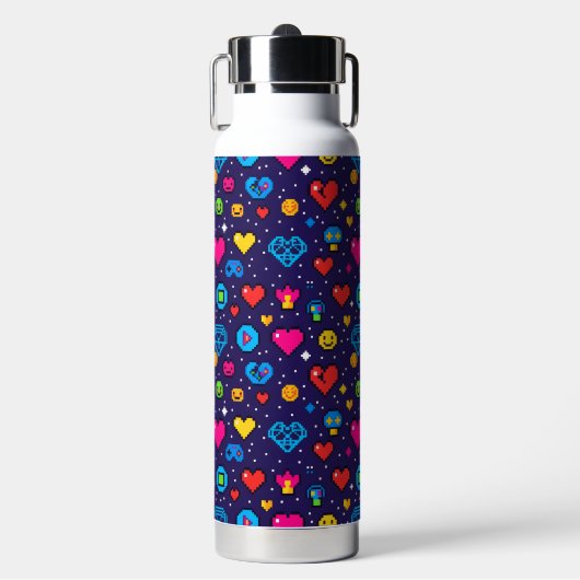 8-Bit Pixel Gaming Insulated Water Bottle ウォーターボトル (正面)