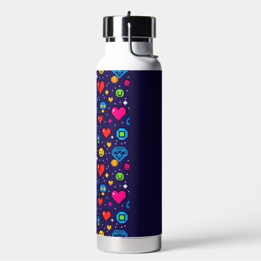 8-Bit Pixel Gaming Insulated Water Bottle ウォーターボトル (左面)