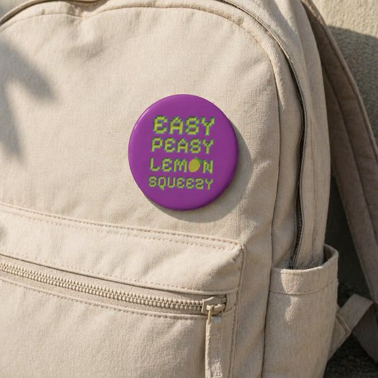 8-Bit Pixel Lemon Purple Round Pin 缶バッジ