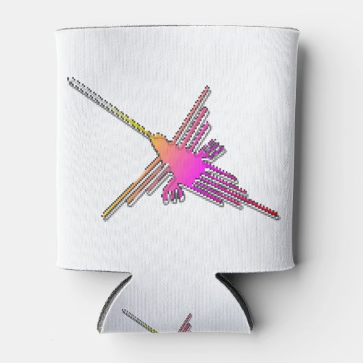 8 Bit Retro Video Game Nazca Lines Hummingbird 缶クーラー (正面)