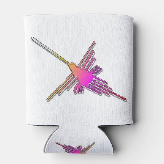 8 Bit Retro Video Game Nazca Lines Hummingbird 缶クーラー (裏面)