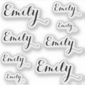 8 Custom Name Word, 4-5 letters Elegant Script Blk シール (正面)