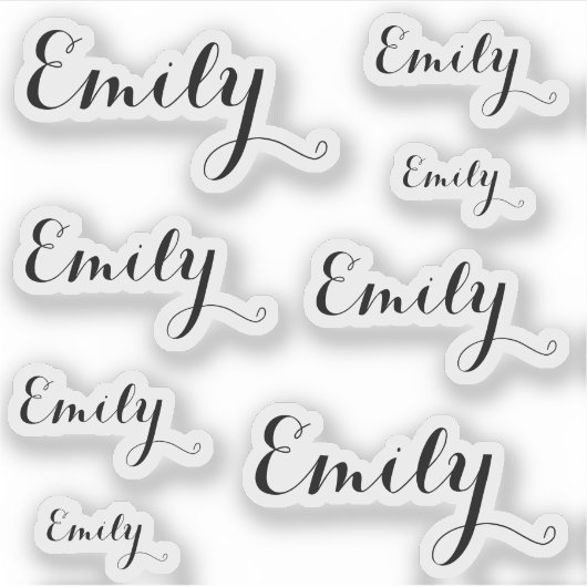 8 Custom Name Word, 4-5 letters Elegant Script Blk シール (正面)