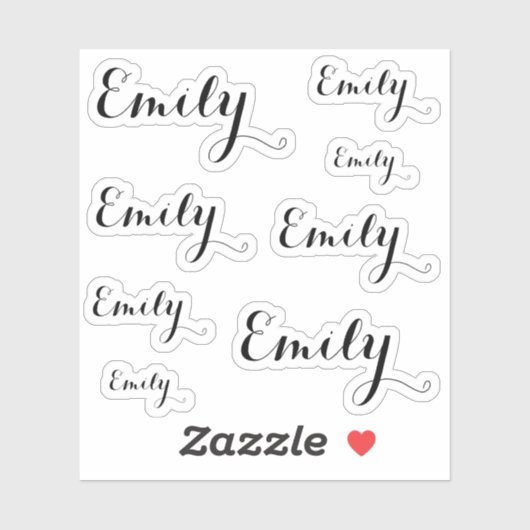 8 Custom Name Word, 4-5 letters Elegant Script Blk シール (シート)