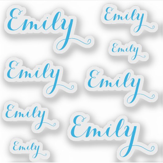 8 Custom Name Word, 4-5 letters Elegant Script Blu シール (正面)