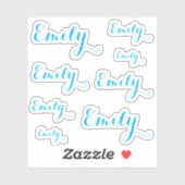 8 Custom Name Word, 4-5 letters Elegant Script Blu シール (シート)