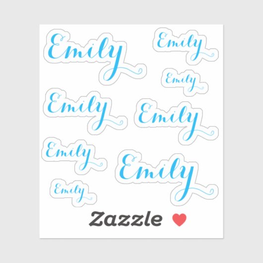 8 Custom Name Word, 4-5 letters Elegant Script Blu シール (シート)