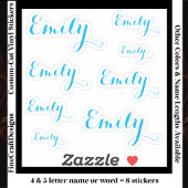 8 Custom Name Word, 4-5 letters Elegant Script Blu シール