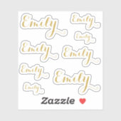 8 Custom Name Word, 4-5 letters Elegant Script Gld シール (シート)