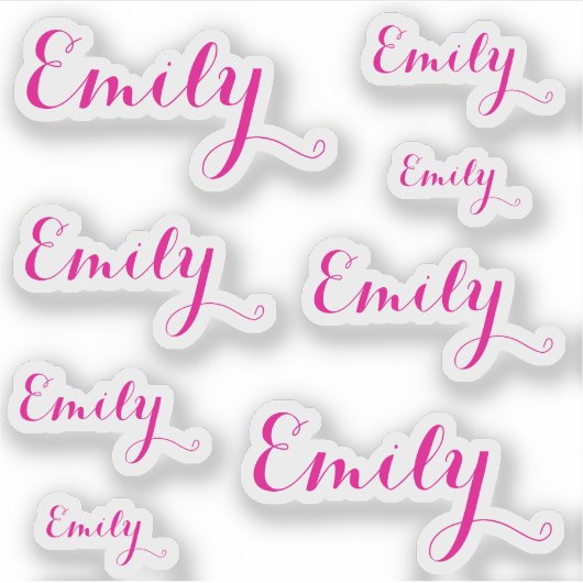 8 Custom Name Word, 4-5 letters Elegant Script Pnk シール (正面)