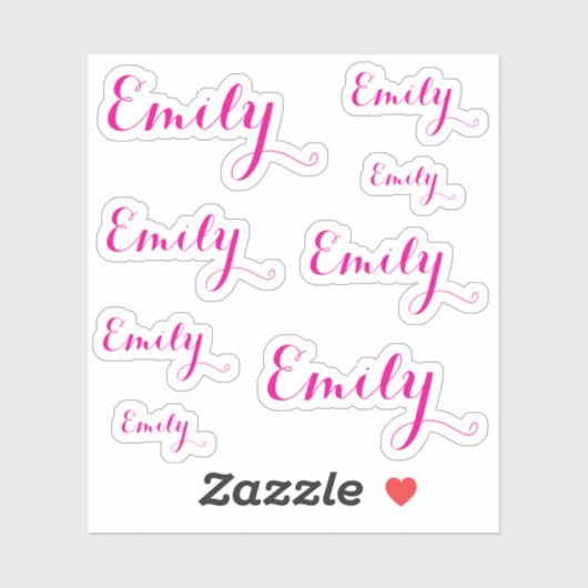 8 Custom Name Word, 4-5 letters Elegant Script Pnk シール (シート)