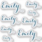 8 Custom Name Word, 4-5 letters Elegant Script Tel シール (正面)