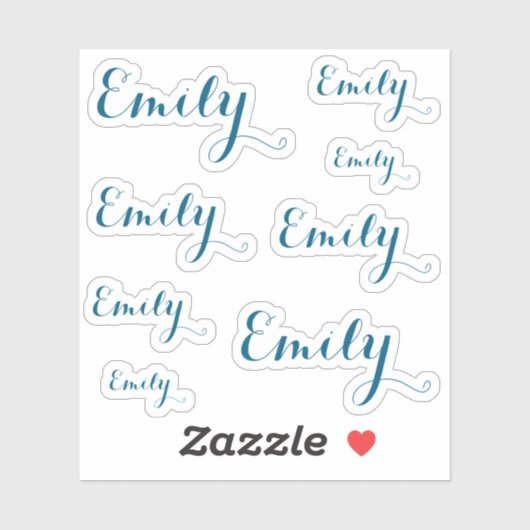 8 Custom Name Word, 4-5 letters Elegant Script Tel シール (シート)