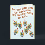 8 Dreidels シーズンカード<br><div class="desc">ここに待って下さい分を… 私はクリスマスの12日のdreidelsを覚えていません!
井戸は多分そこにあるべきです。 混ぜられた信頼家族のために素晴らしいこれはおもしろカードです。 幸せなハヌカー!</div>
