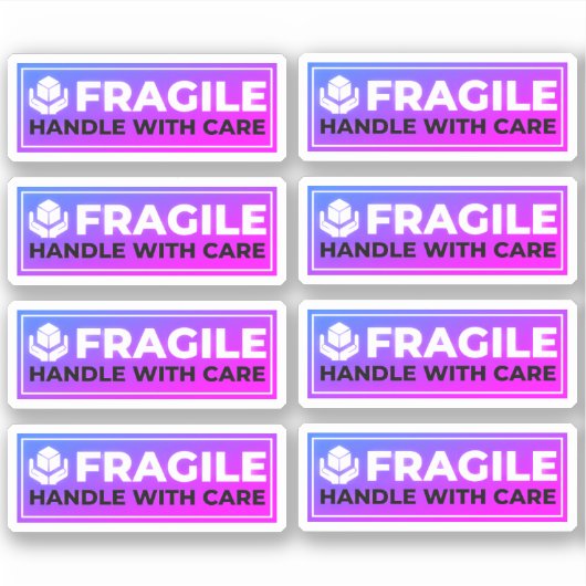 8 Fragile Shipping Stickers (Handle with Care) シール (正面)