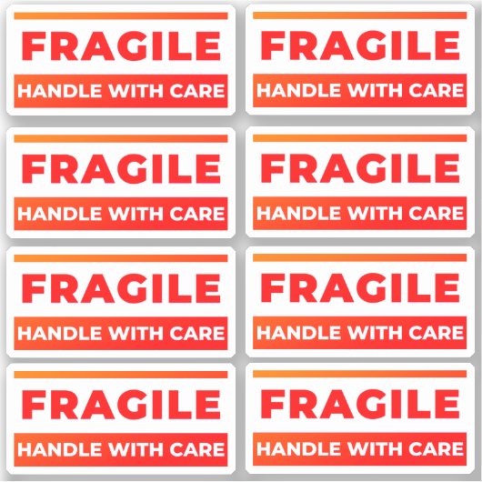 8 Fragile Stickers, Shipping Labels for Breakables シール (正面)