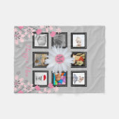 8 Instagramの写真のコラージュ|のデイジーの花のモノグラム フリースブランケット (正面(横))