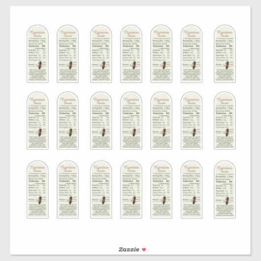 8 oz Muth Jar Bee Vinylの栄養情報 シール (シート)