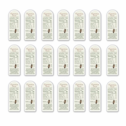 8 oz Muth Jar Bee Vinylの栄養情報 シール (正面)