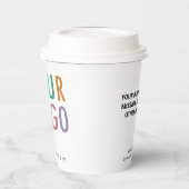 8 oz Paper Cups with Lids Custom Business Logo 紙コップ (左)