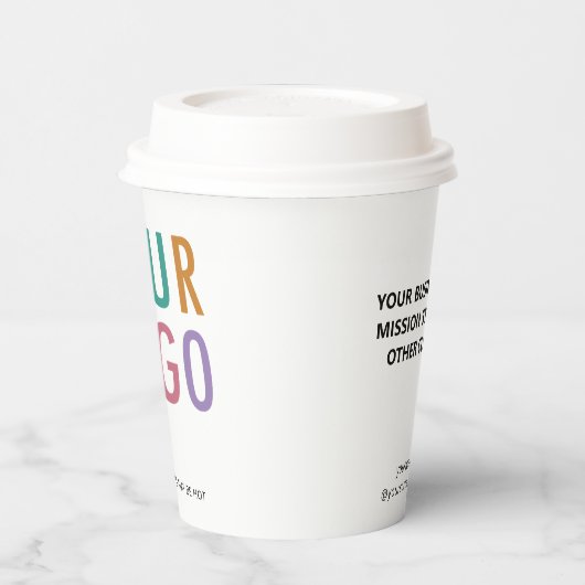 8 oz Paper Cups with Lids Custom Business Logo 紙コップ (左)