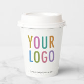 8 oz Paper Cups with Lids Custom Business Logo 紙コップ (正面)