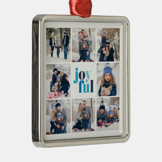 8-Photoコラージュ「Joyful」ウィンターブルータイポグラフィ メタルオーナメント (右)