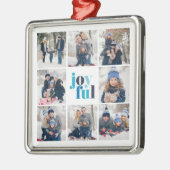 8-Photoコラージュ「Joyful」ウィンターブルータイポグラフィ メタルオーナメント (左)
