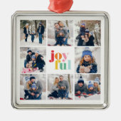 8-Photoコラージュ「Joyful」カラー数々のタイポグラフィ メタルオーナメント (正面)