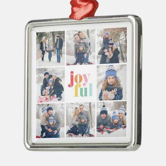 8-Photoコラージュ「Joyful」カラー数々のタイポグラフィ メタルオーナメント (左)