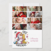 8 Photo 1st Baby Christmas Pink Gold Unicorn シーズンカード (正面)