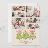 8 Photo Bright Ribbon Trees Holiday Family シーズンカード (正面)