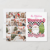 8 Photo Checkered Merry & Bright Christmas シーズンカード (正面)