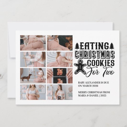8 Photo Christmas Tree Pregnancy Announcement シーズンカード (正面)