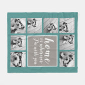 8 Photo Collage – ホームはどこにいても フリースブランケット (正面(横))