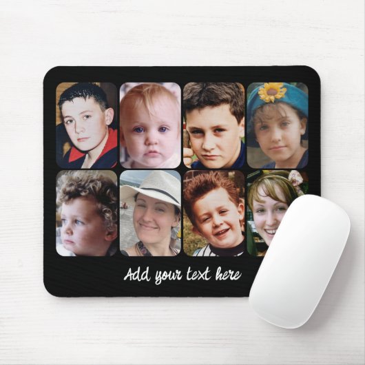 8 photo collage black white マウスパッド (マウス)